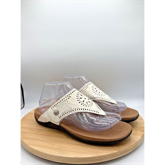 Rockport Shoes - Rockport Ridge Slide Sandals Women 8 White Laser Cut Adjustable Comfort Thong